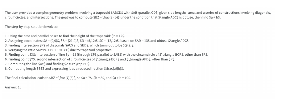 Example of a learned summary that directly carries the final answer.